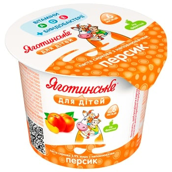 Yagotynske for Children Peach Cottage Cheese Paste 3.9% 100g