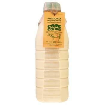 milk svoye svizhe cow milk 4% 1000g plastic bottle