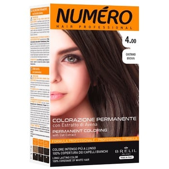 Brelil Professional Numero 4.00 Brown Hair Dye 140ml - buy, prices for Auchan - photo 1