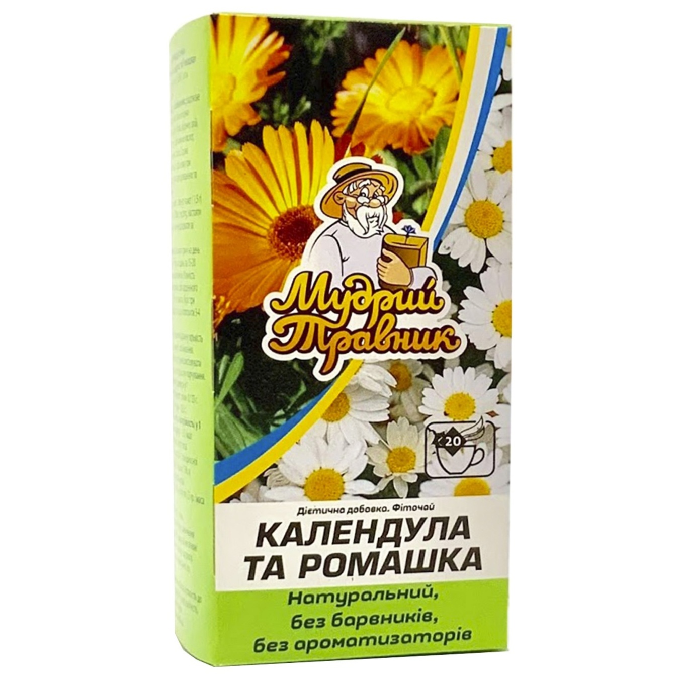 

Фиточай Мудрый Травник Календула и Ромашка в пакетиках 20х2г