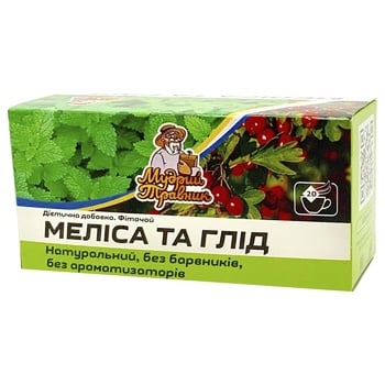 Herbal tea Mudryy Travnyk Melissa and Hawthorn 20х2g teabags Ukraine - buy, prices for NOVUS - photo 1