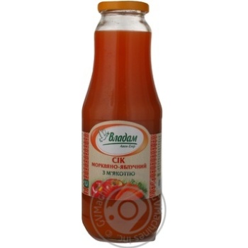 Sterilized juice with pulp Vladam carrots and apples glass bottle 1000ml Ukraine - buy, prices for - photo 13