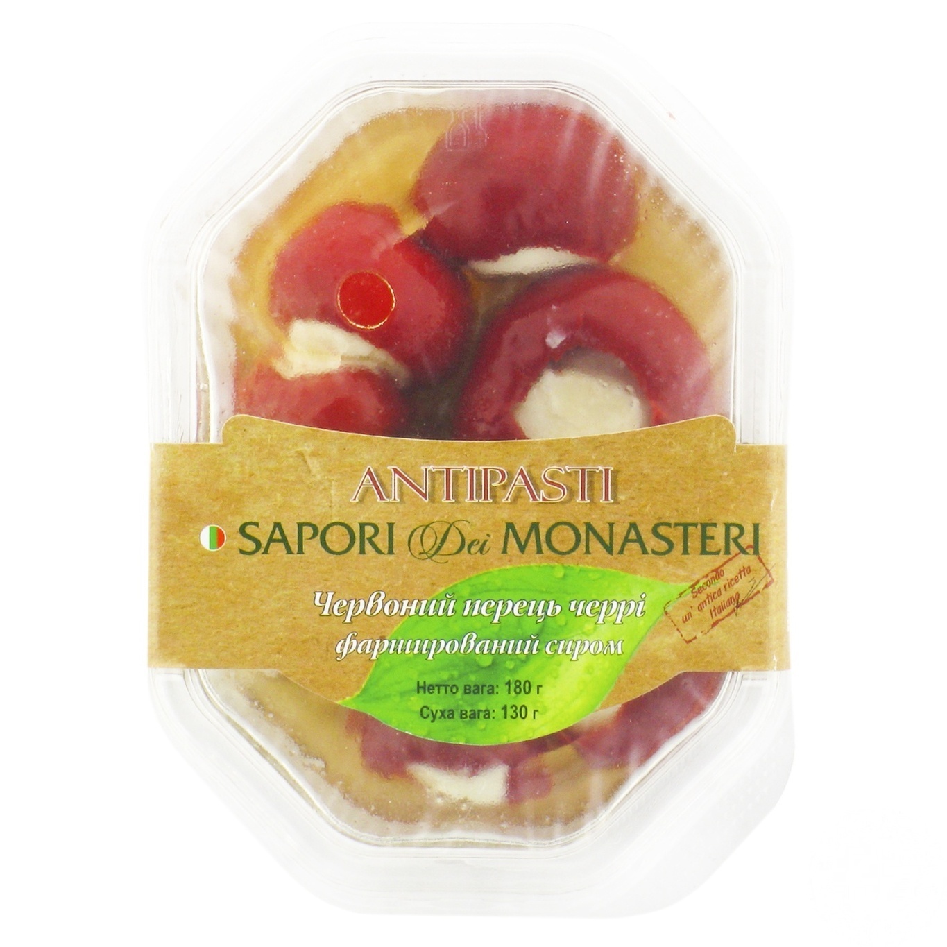 

Перец красный черри Sapori del Monasteri фаршированный сыром 180г