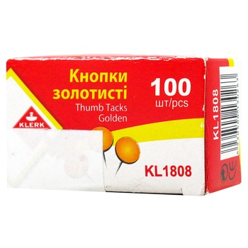 Klerk Golden Thumb Tacks 100pcs KL1808 - buy, prices for MegaMarket - photo 2