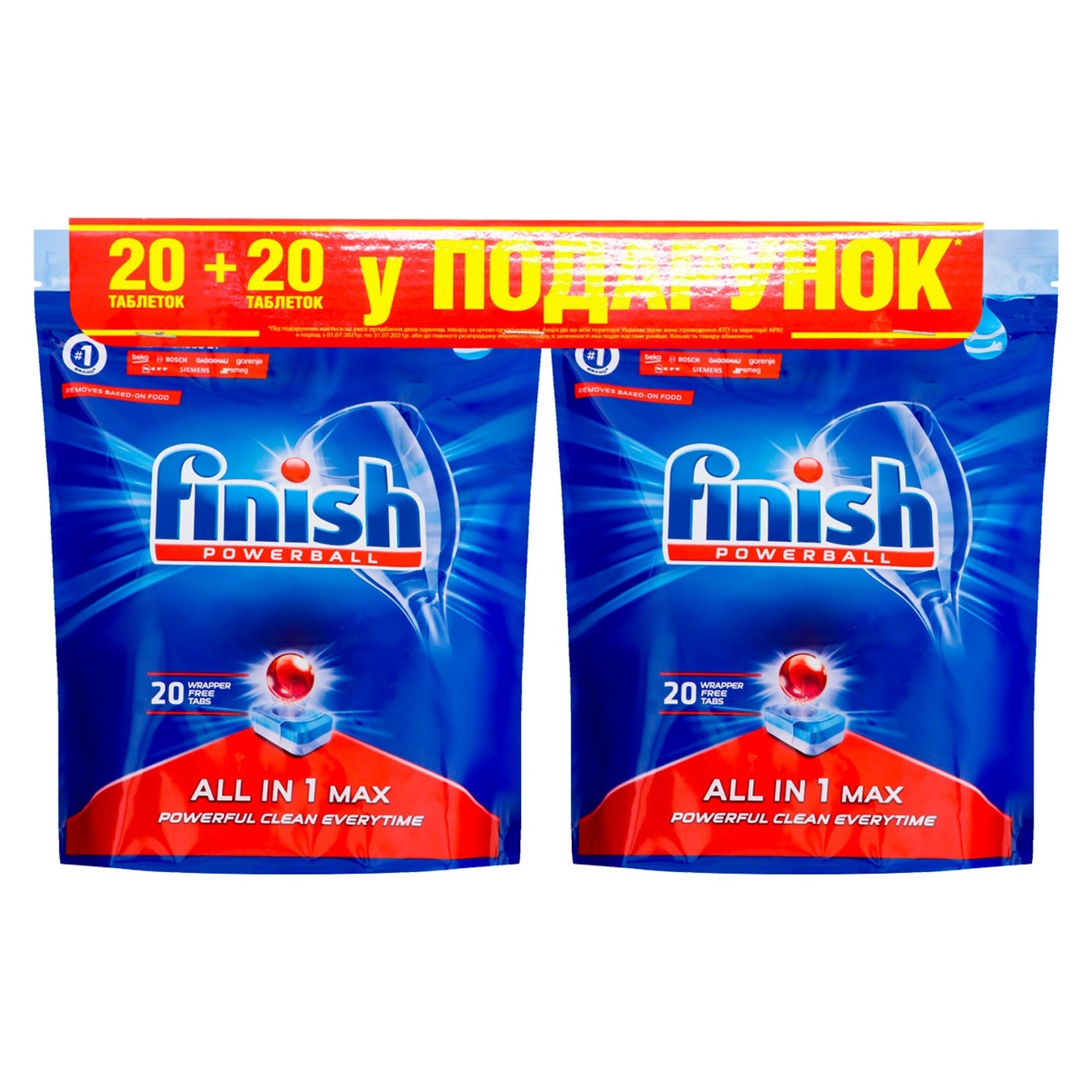 

Таблетки для посудомоечных машин Finish Calgonit All in 1 Max 22шт.+22шт.