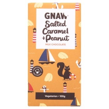 Gnaw Milk Chocolate with Salted Caramel and Peanuts 100g - buy, prices for WINETIME - photo 1