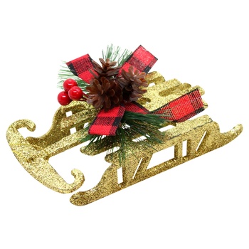 Stolyar Gold Sled Christmas Decoration 14х6х5cm - buy, prices for ULTRAMARKET - photo 1