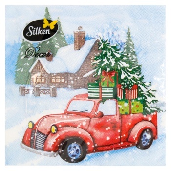 Silken HP Table Napkins Christmas Tree on Road 33x33cm 18pcs - buy, prices for MegaMarket - photo 1