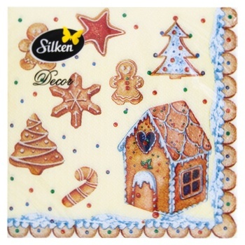 Салфетки Silken Новогодние вкусности 33х33см 16шт - купить, цены на МегаМаркет - фото 1