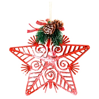 Star Christmas Tree Decoration with Red Decor 14cm - buy, prices for ULTRAMARKET - photo 2