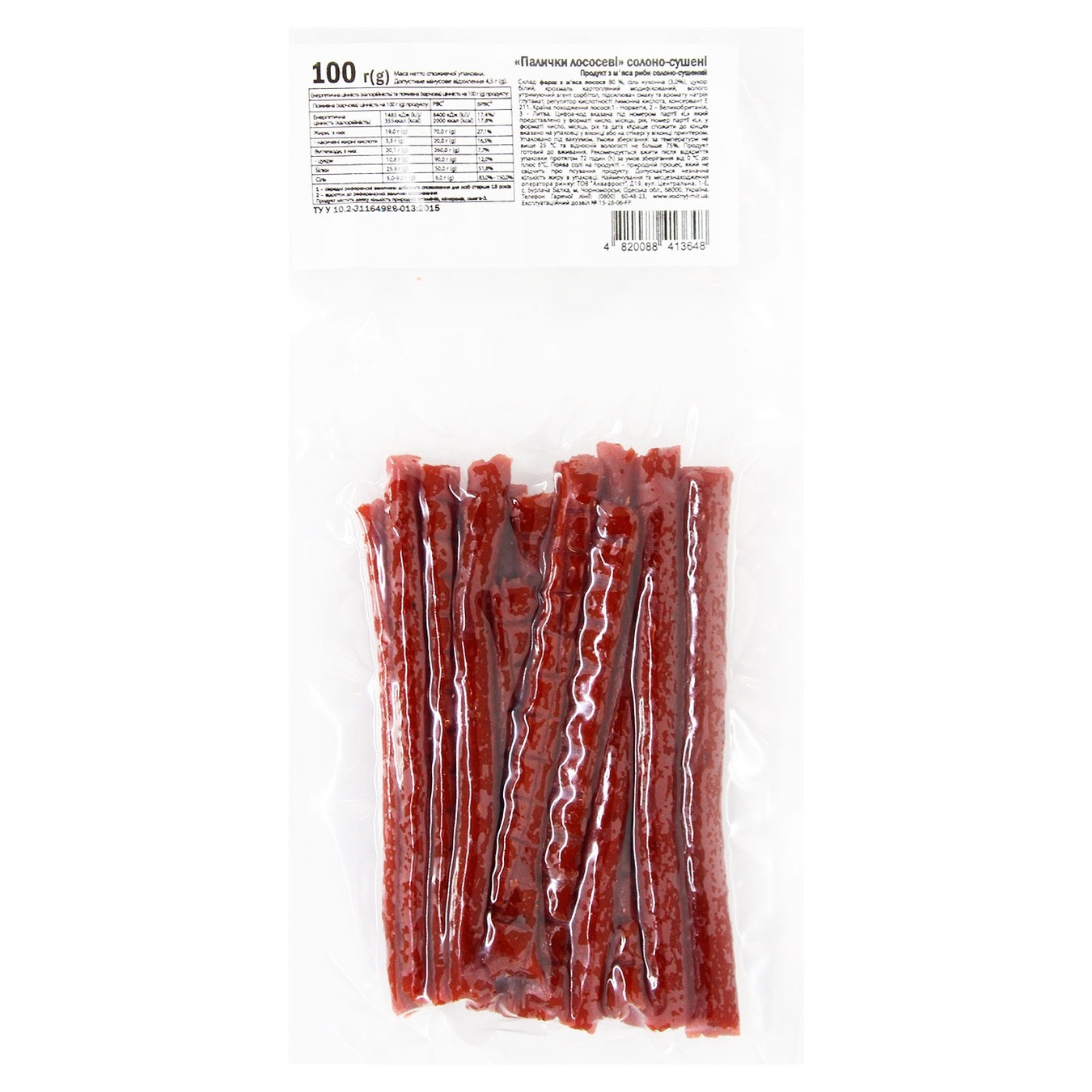

Палочки Аквафрост Лососевые солено-сушеные 100г