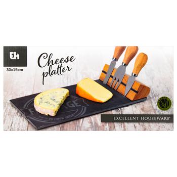 Блюдо Excellent Houseware для сиру та 3 ножі - купити, ціни на - фото 2