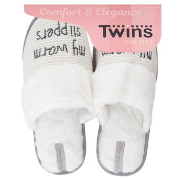 Тапочки Twins My Warm домашние женские белые 40р - купить, цены на - фото 1