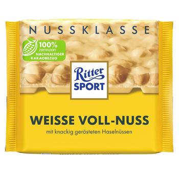 Шоколад белый Ritter Sport с цельным лесными орехами 100г