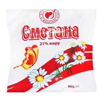 Сметана ТМ Молочний візит 21% п/э 400г  - купить, цены на Чудо Маркет - фото 1
