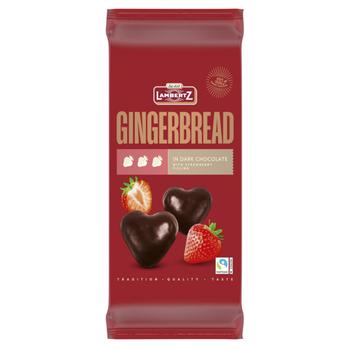Lambertz Gingerbread in Dark Chocolate with Strawberry Filling 150g