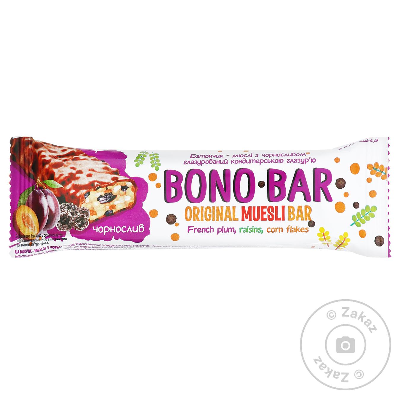 

Батончик-мюсли Vale Bono Bar с черносливом глазированный кондитерской глазурью 40г