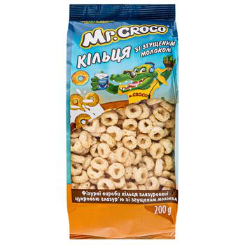 Завтрак сухой Mr.Croco Кольца кукурузные со сгущенным молоком 200г - купить, цены на Идеал - фото 1
