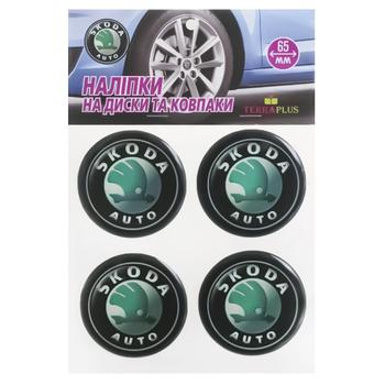Наліпка-шильда TerraPlus Skoda на ковпаки та диски 65мм - купити, ціни на Таврія В - фото 1