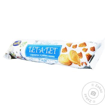 Zagora Tet-a-Tet Sugar Cookies with Condensed Milk Flavor Filling 75g - buy, prices for COSMOS - photo 1