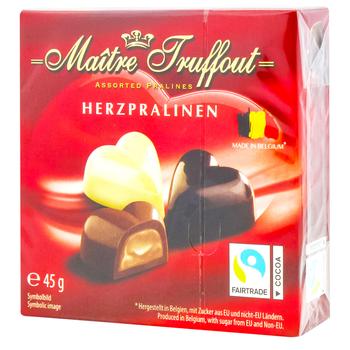 Цукерки Maitre Truffout Herzpraline міні сердечко асорті 45г - купити, ціни на Восторг - фото 1