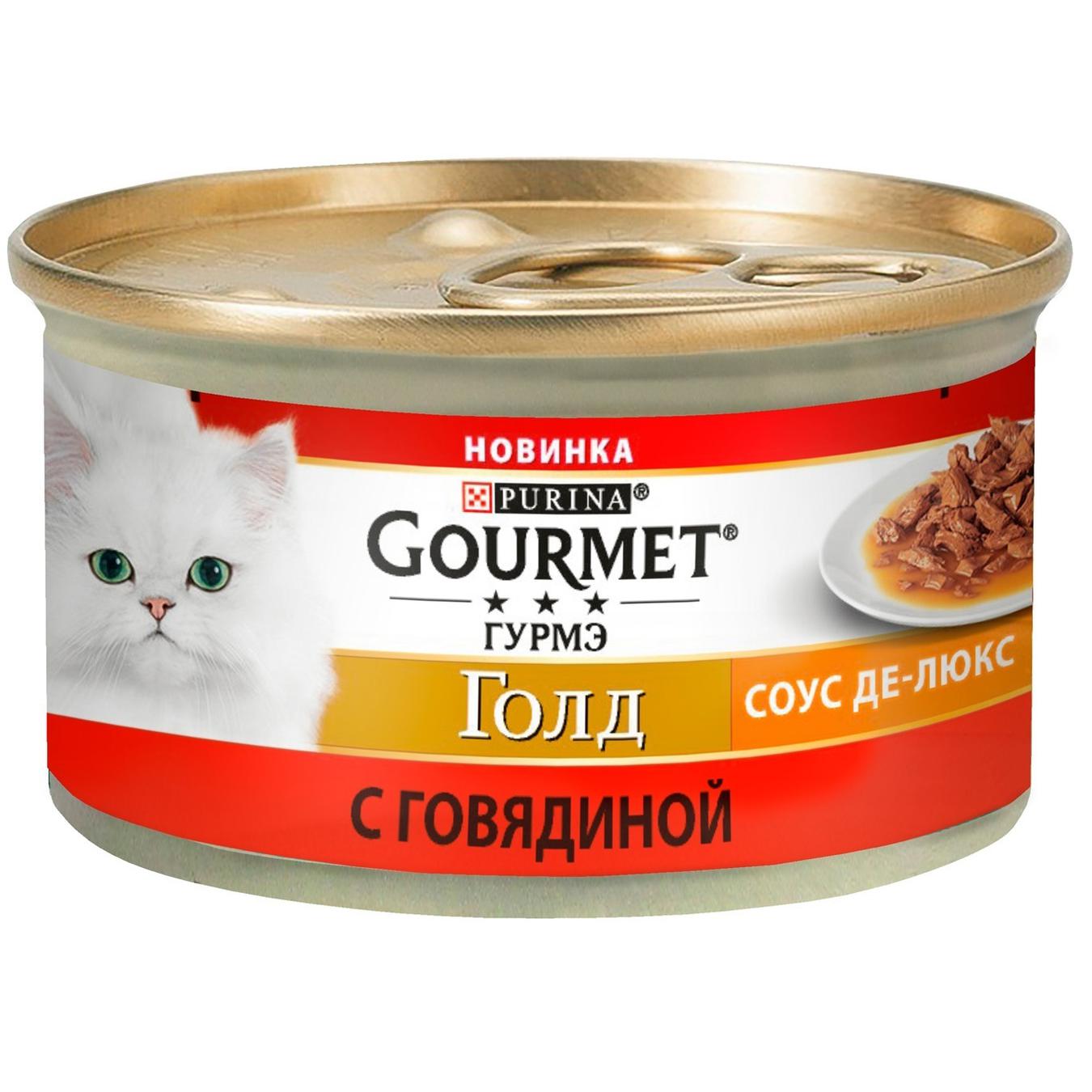 

Корм Gourmet Gold Соус Де-люкс с говядиной для взрослых кошек 85г