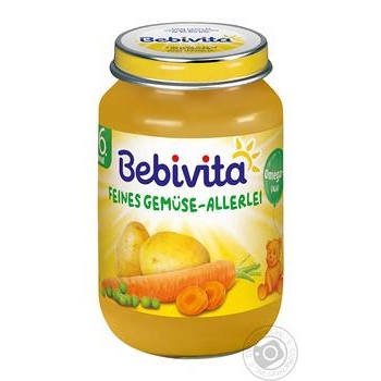 Puree Bebivita Mix vegetable for children 190g glass jar - buy, prices for MegaMarket - photo 1