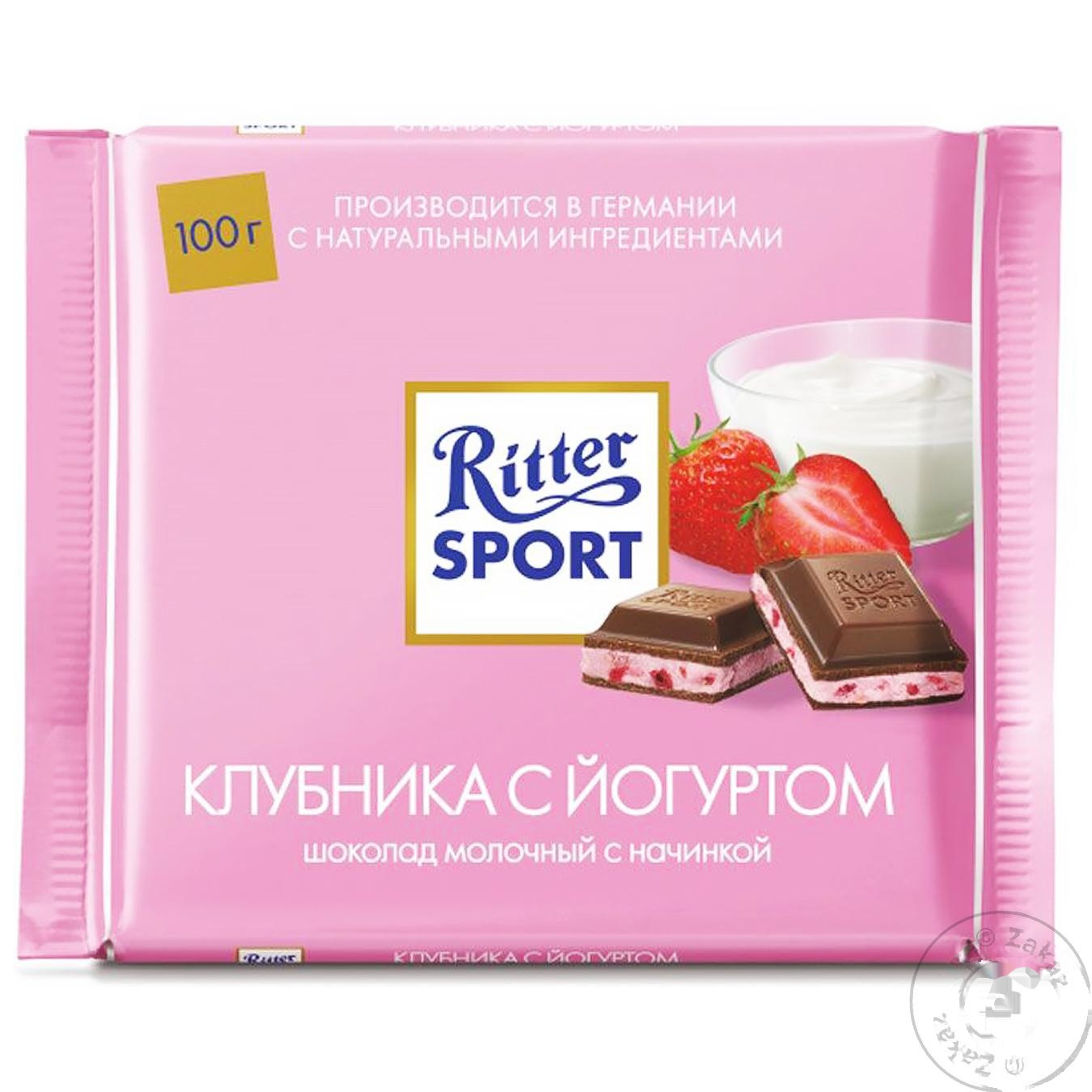 

Шоколад Ritter Sport молочный с начинкой клубника с йогуртом 100г