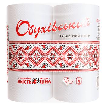 Папір туалетний Обухівська білий 2 шаровий 4 рулони - купити, ціни на ЕКО Маркет - фото 1