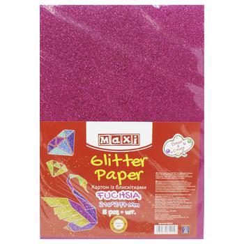 Maxi Cardboard with Sequins 290±10g/m2 A4 21x29.7cm fuchsia - buy, prices for MegaMarket - photo 1