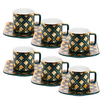 Lefard Coffee Set 120ml 12items Green with Gold - buy, prices for ULTRAMARKET - photo 1