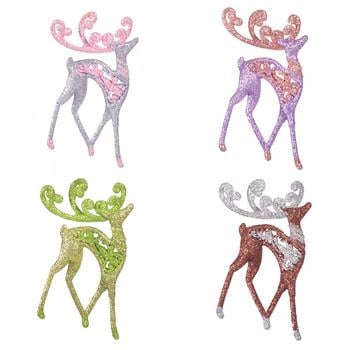 Glitter Decorated Deer №2 Christmas Tree Plastic Pendant 13x6cm