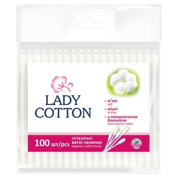 Палички ватні Lady Cotton в поліетиленовому пакеті 100шт - купити, ціни на NOVUS - фото 1