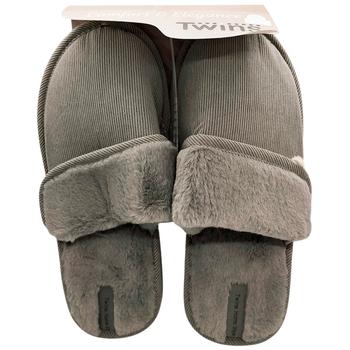Тапочки мужские Twins 15877 HS-OZ вельвет мех серый р.42/43 - купить, цены на Идеал - фото 1