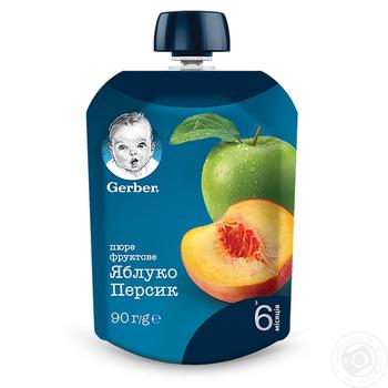 Пюре Gerber яблоко персик 90г купить, цены на МегаМаркет - фото 1