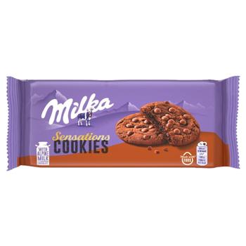 Печиво Milka Sensations з шоколадними краплями та шоколадною начинкою 156г