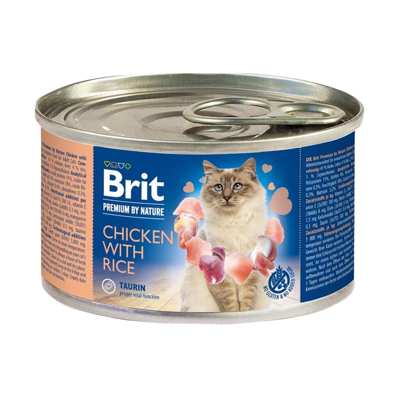 

Корм влажный Brit Premium с курицей и рисом для котов 200г