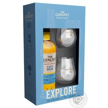 Віскі The Glenlivet Founder's Reserve 40% 0,7л + 2 склянки купити, ціни на МегаМаркет - фото 1