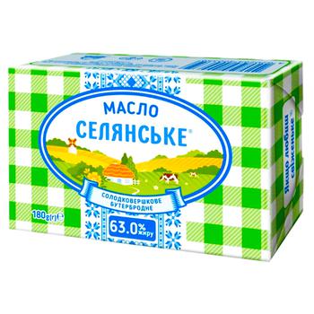 Масло Селянське Бутербродне 63% 180г - купити, ціни на Таврія В - фото 1