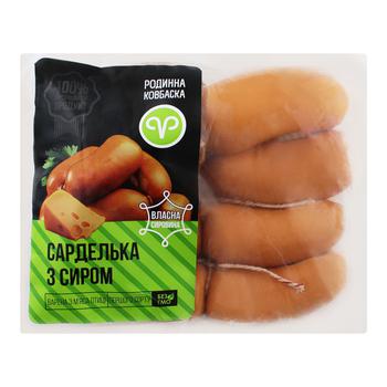 Сарделька Родинна ковбаска с сыром 400г - купить, цены на Auchan - фото 1