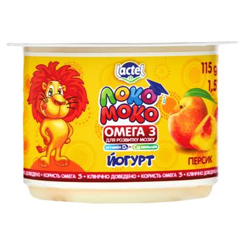 Lactel Loko Moko Peach Flavored Yogurt Enriched with Calcium, Omega-3 and Vitamin D3 1.5% 115g - buy, prices for Cosmos - photo 2