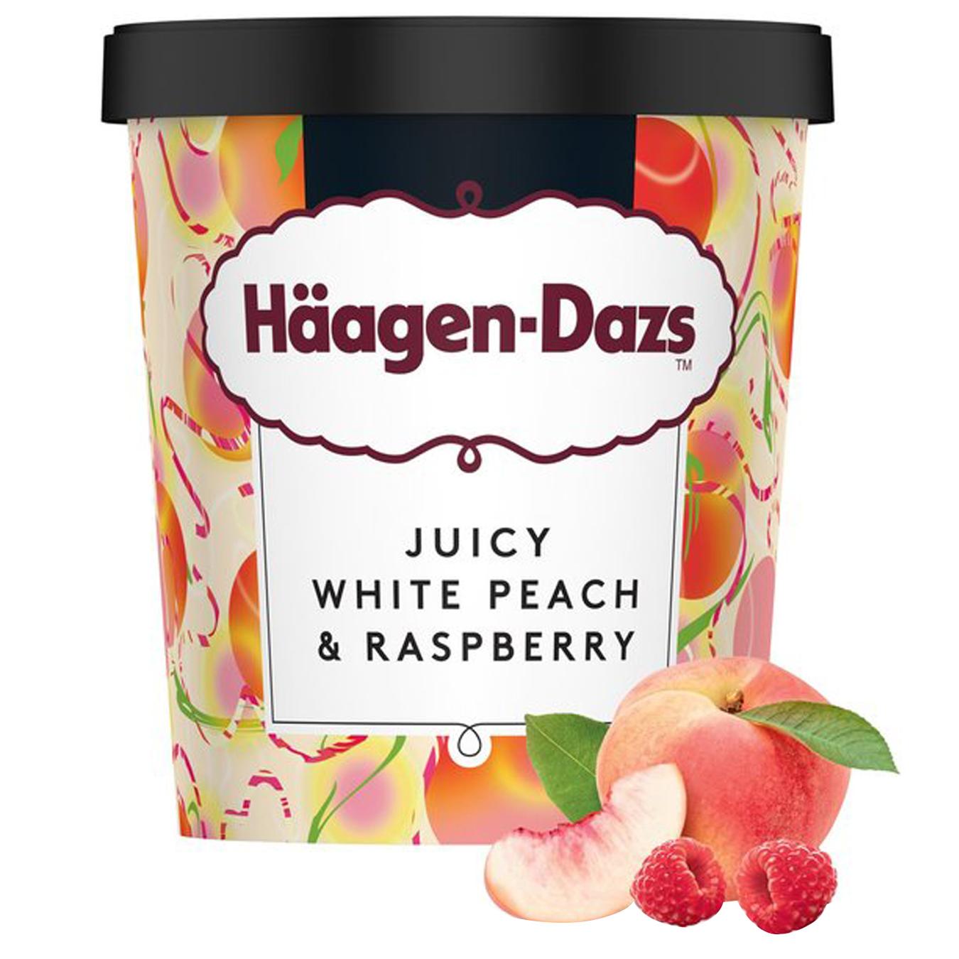 

Мороженое Haagen-Dazs сочный белый персик и малина 0.46л