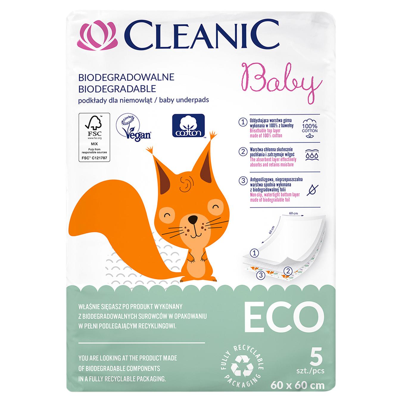 

Пеленки Cleanic Eco Baby 60х60см 5шт