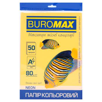 Папір Buromax А4 80г/кв.м 50арк помаранчевий - купити, ціни на ULTRAMARKET - фото 1