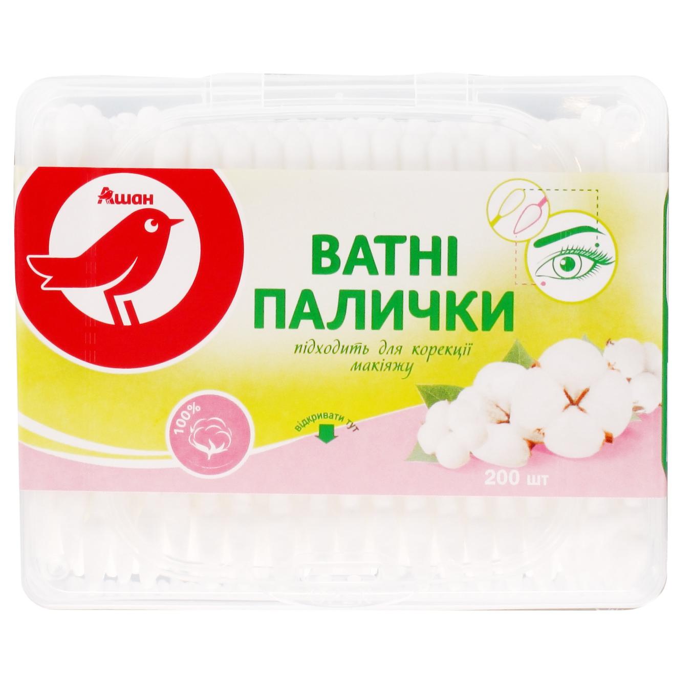 

Ватные палочки Ашан двусторонние 200шт