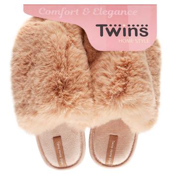 Twins HS-LUX Home Beige Fur Women's Slippers 36-37s - buy, prices for MegaMarket - photo 1