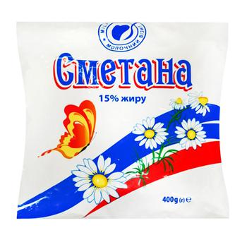 Сметана Молочний Візит 15% 400 г п/е