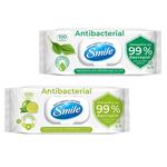 Серветки вологі Smile Antibacterial 100шт в асортименті