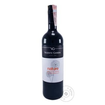 Вино Vecente Gandia Nature Tempranillo Organic красное сухое 13% 0.75л - купить, цены на - фото 1