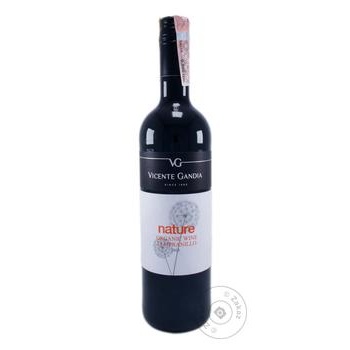 Вино Vecente Gandia Nature Tempranillo Organic красное сухое 13% 0.75л - купить, цены на Восторг - фото 1